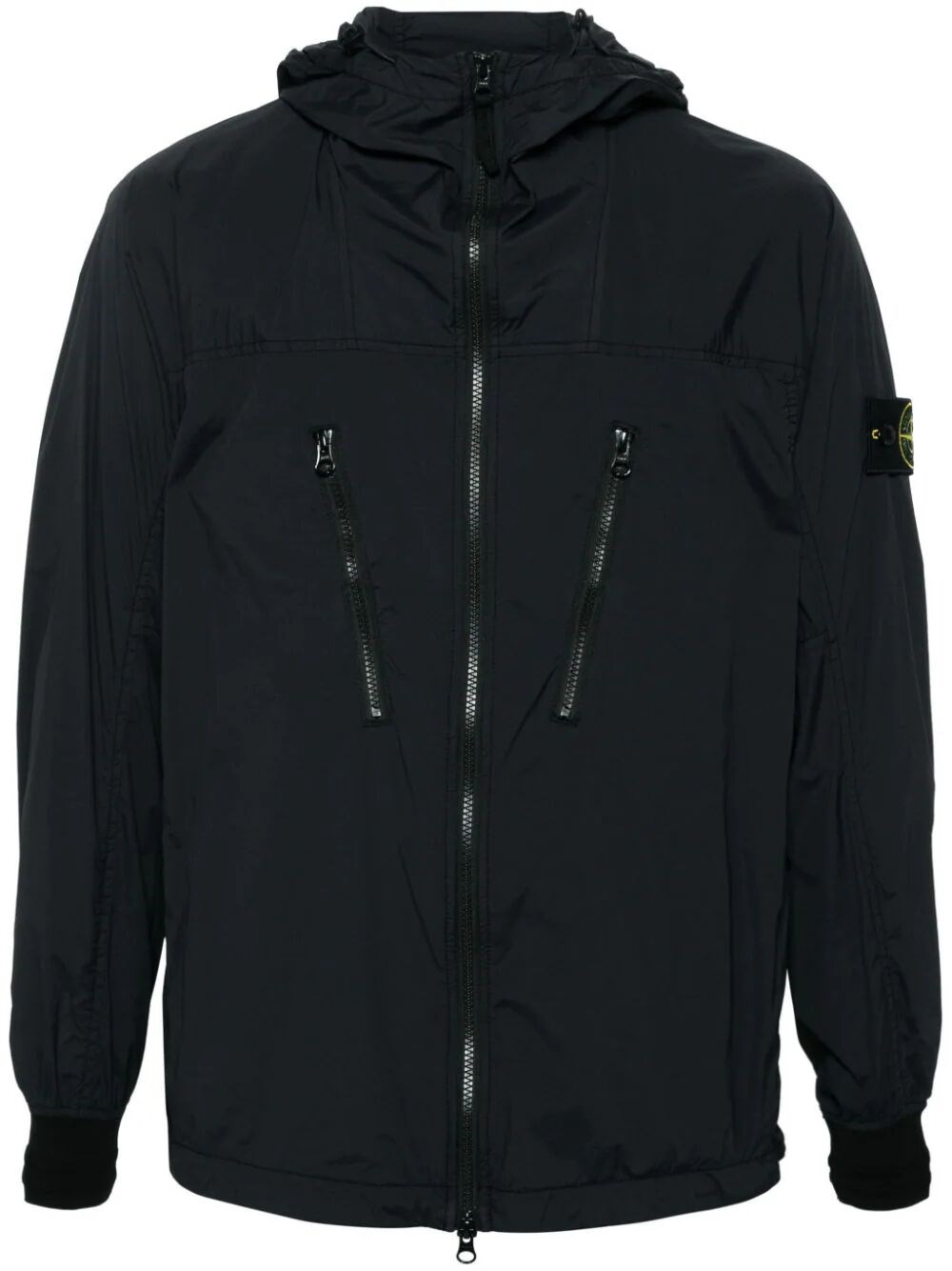 Stone Island Compass Hooded Jacket In Black