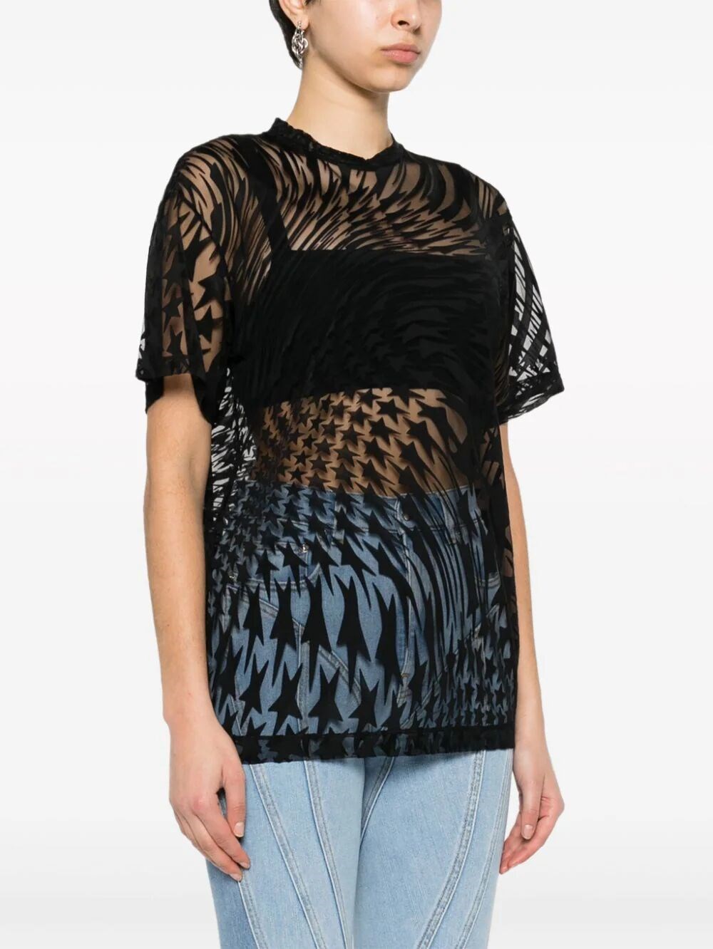 Flocked star mesh t-shirt