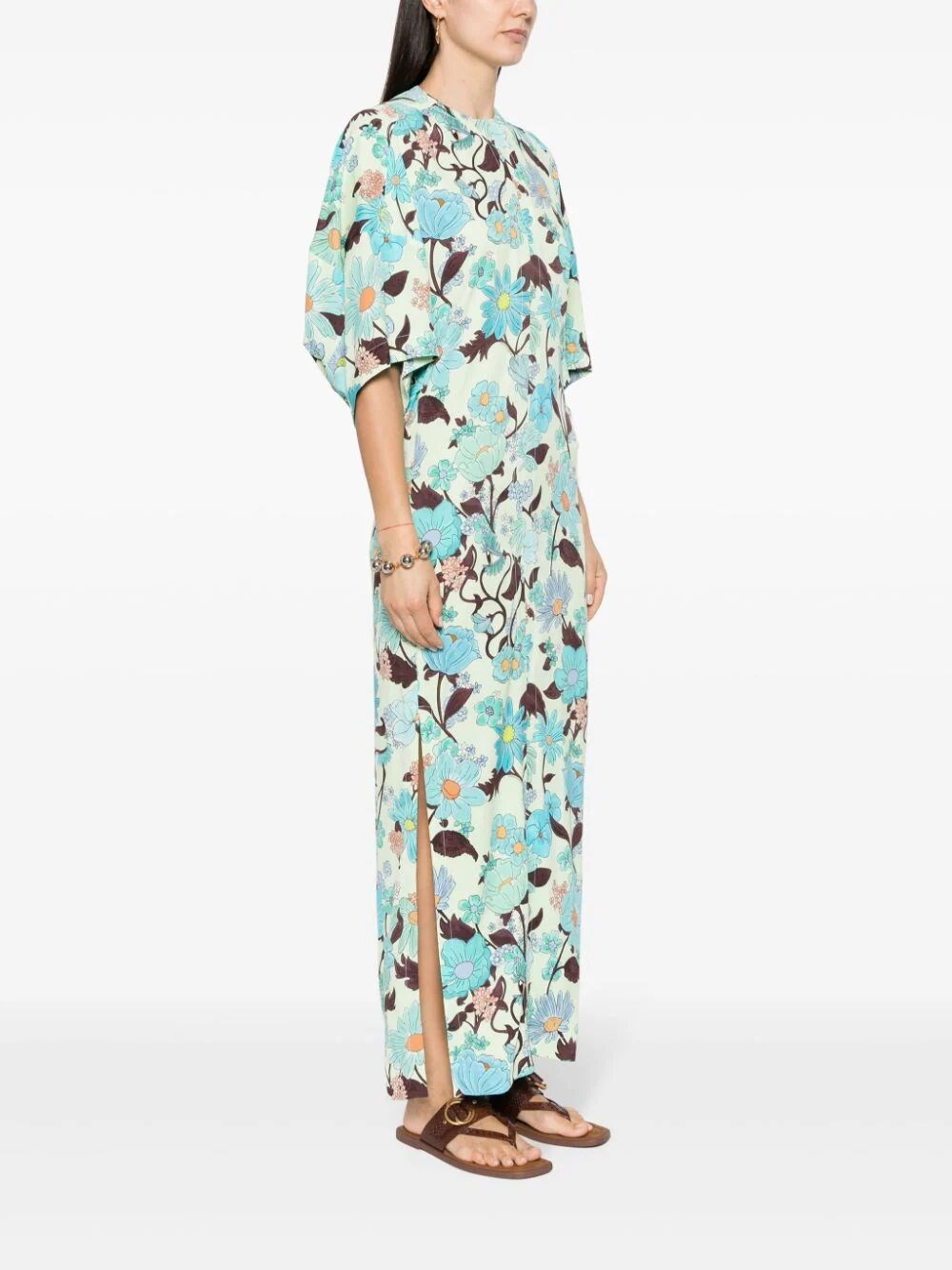 Garden-print long dress