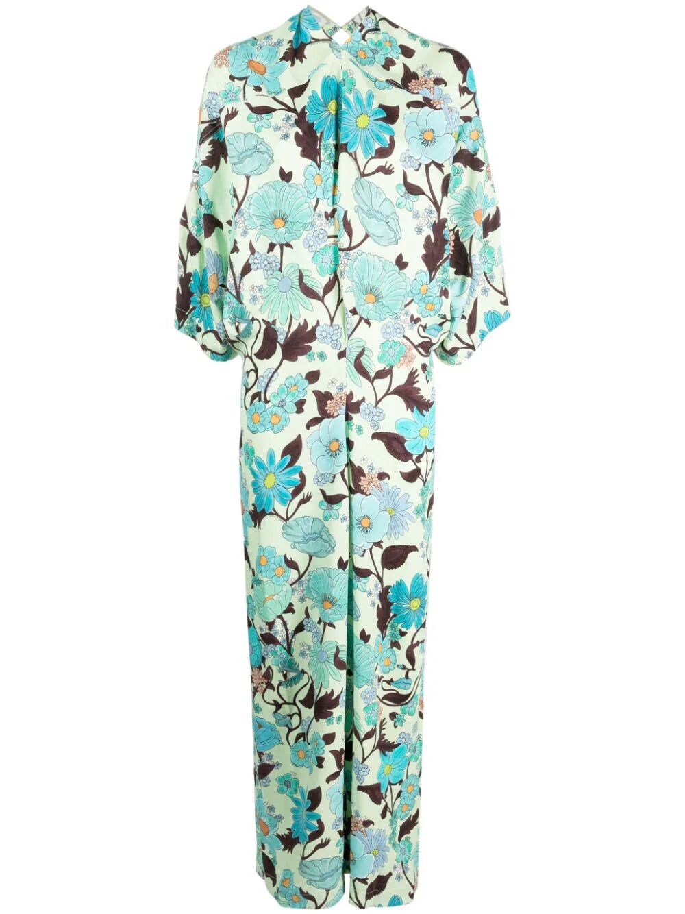 Garden-print long dress