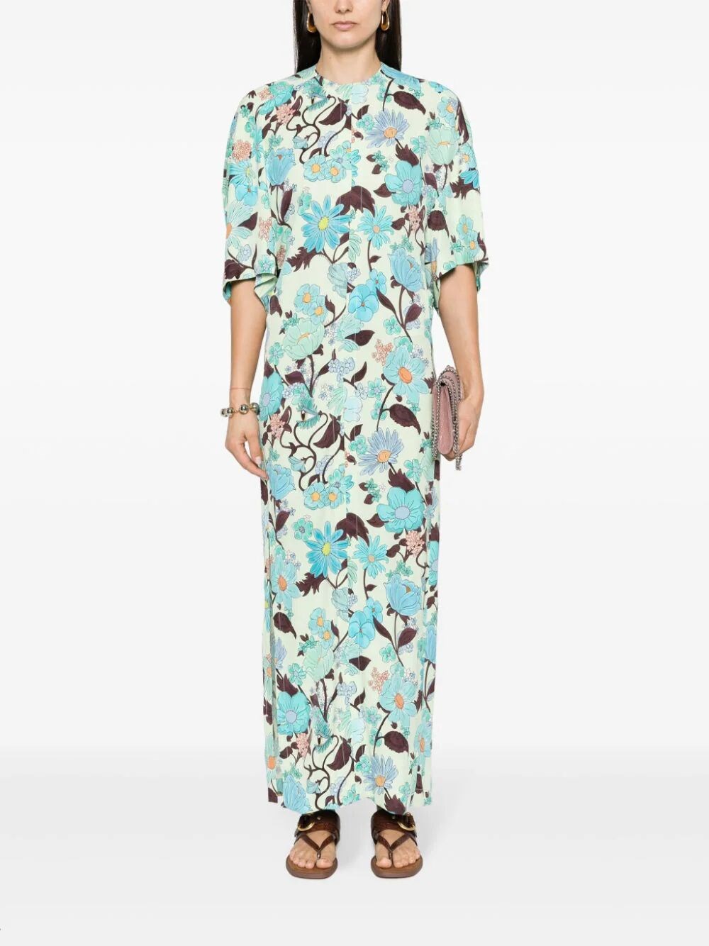 Garden-print long dress