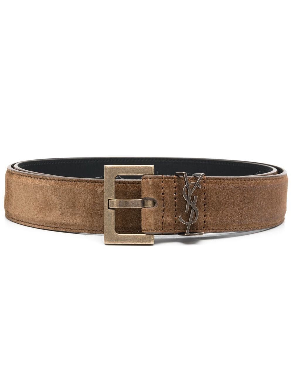 Logo-plaque suede belt