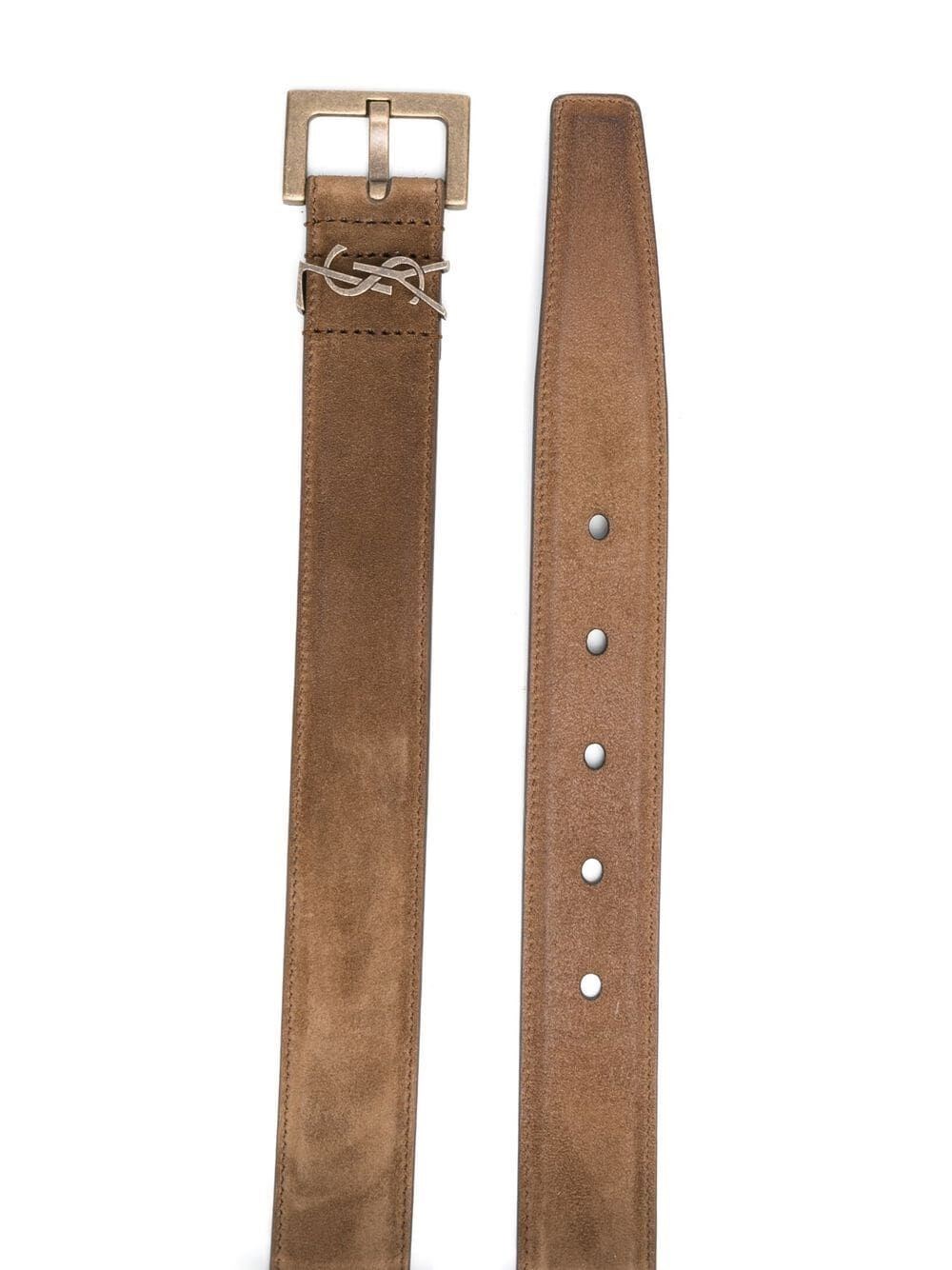 Logo-plaque suede belt