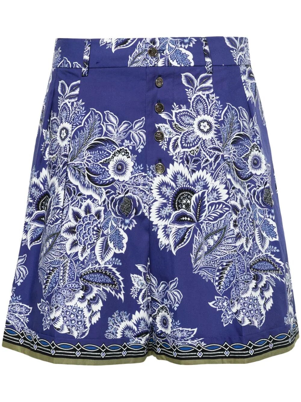 Etro Floral-print Shorts In Blue