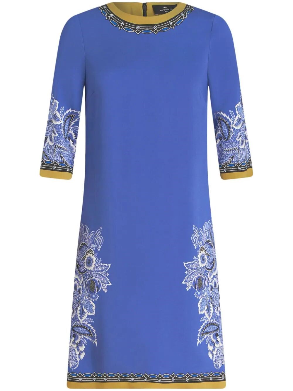 Etro Printed Cady Tunic Dress In Blue