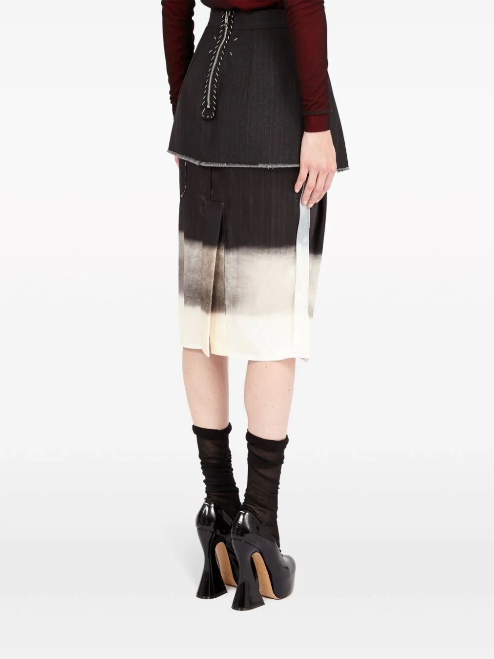 Trompe l`oeil midi skirt