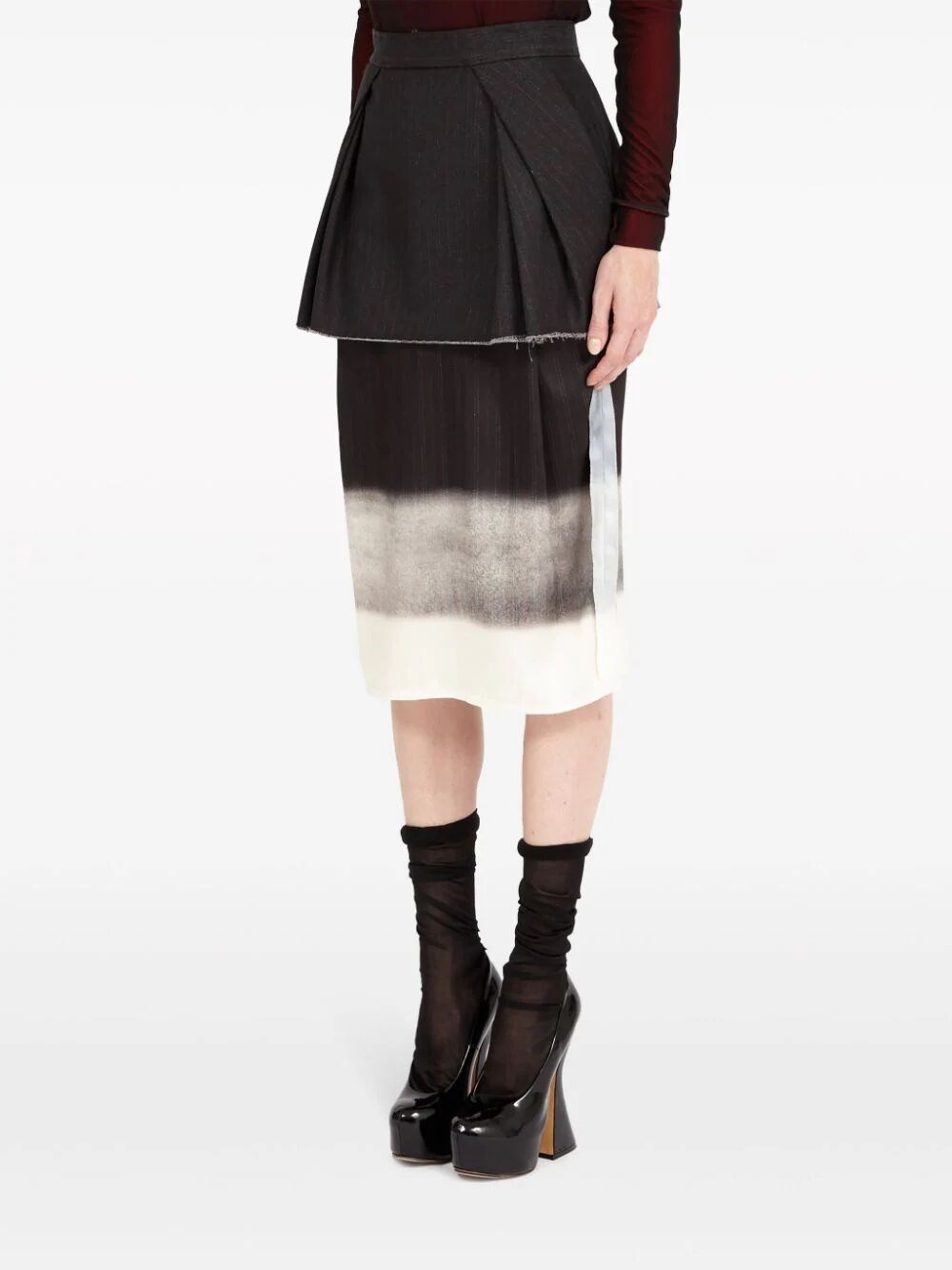 Trompe l`oeil midi skirt