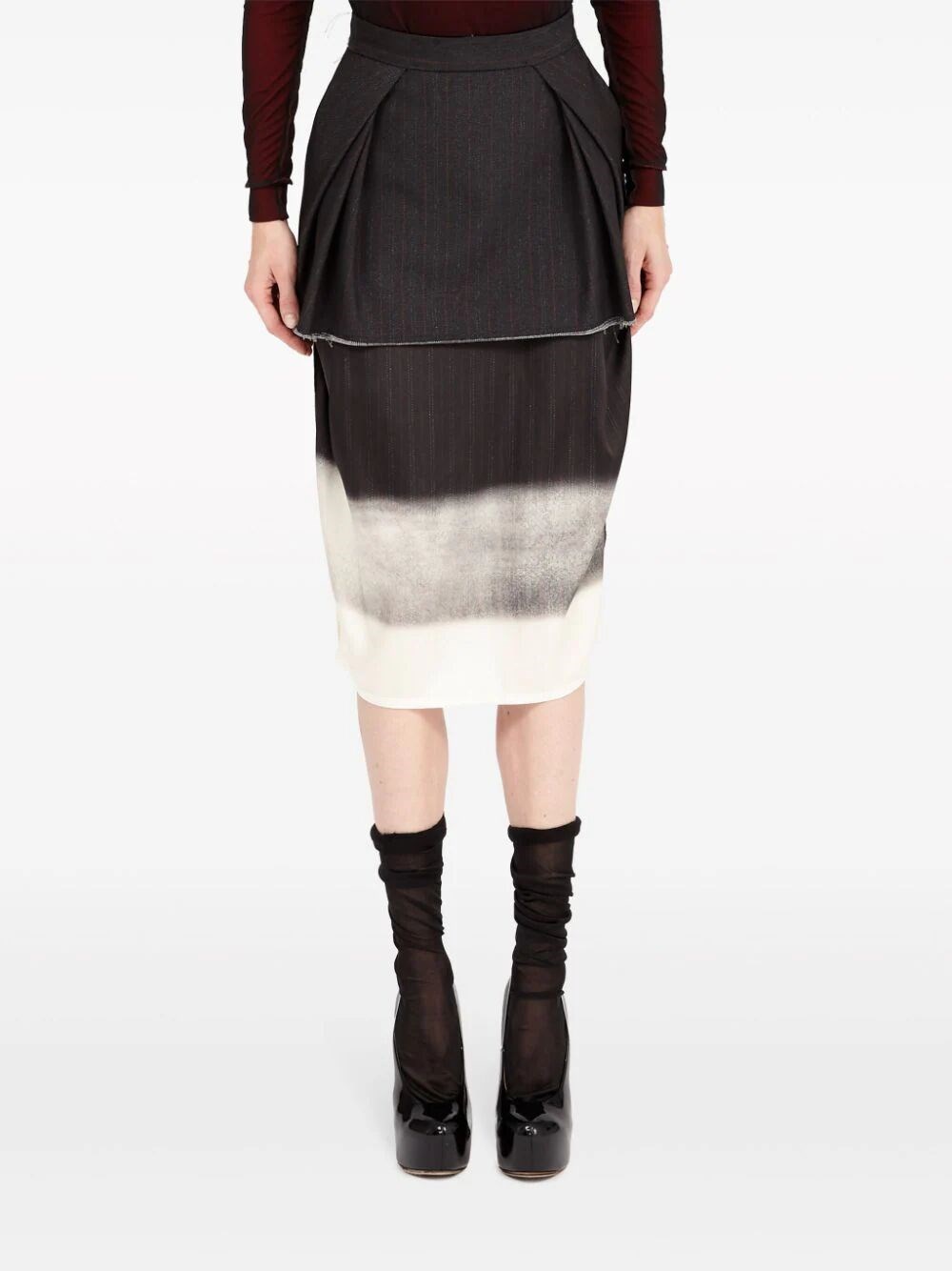 Trompe l`oeil midi skirt
