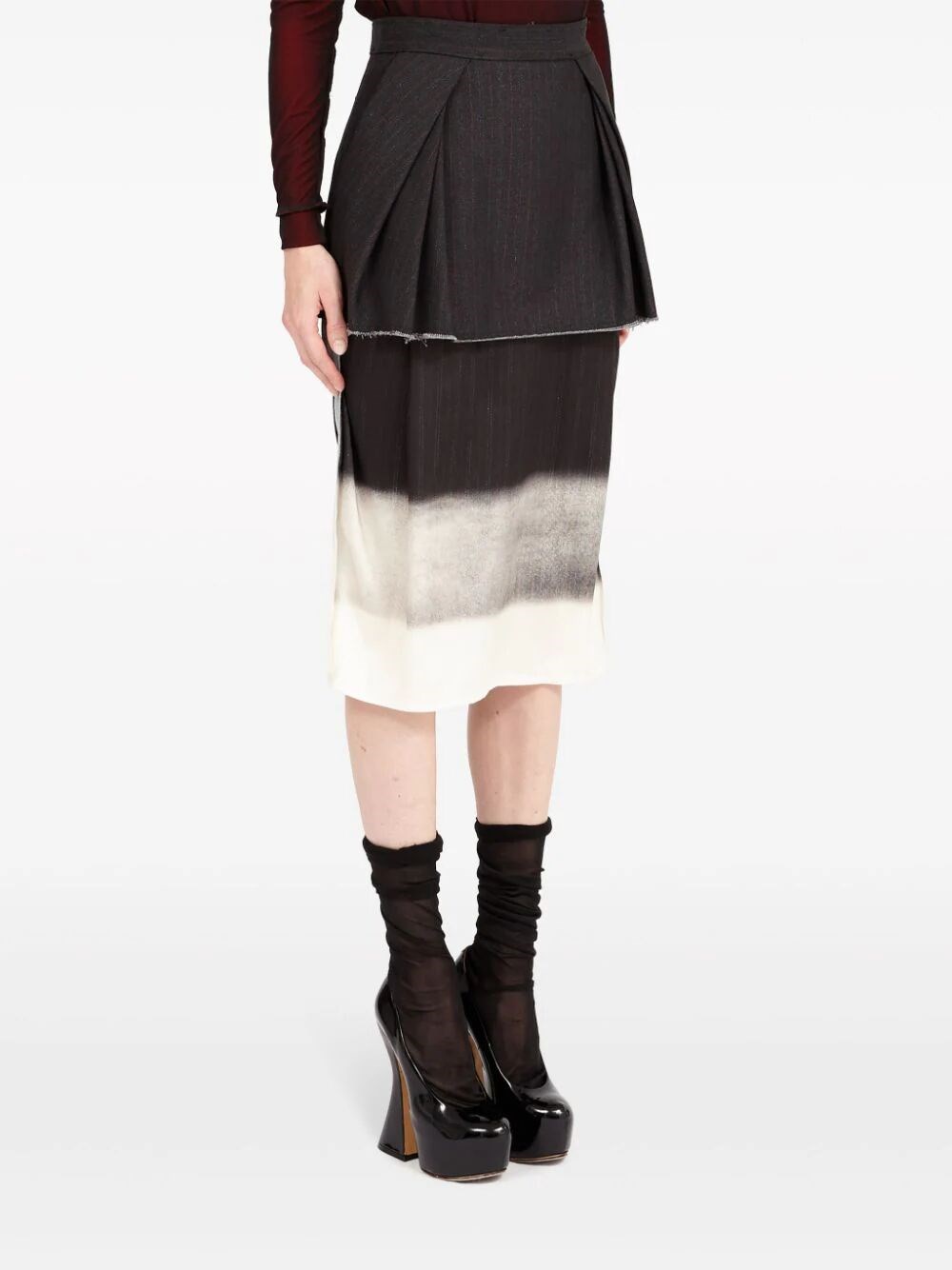 Trompe l`oeil midi skirt