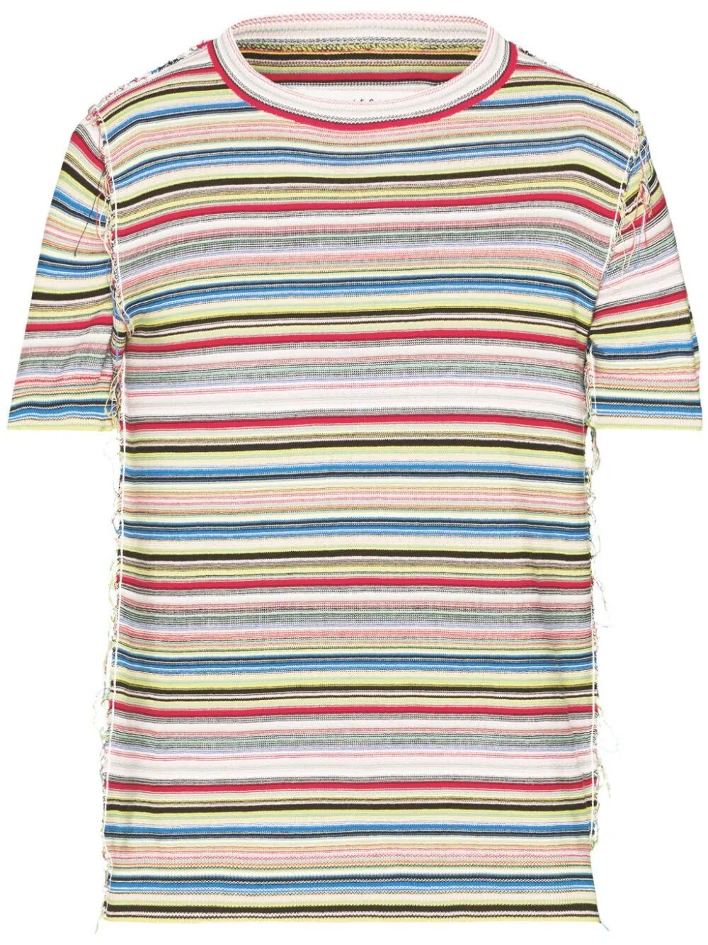 Shop Maison Margiela Knit Striped T-shirt In Multicolour