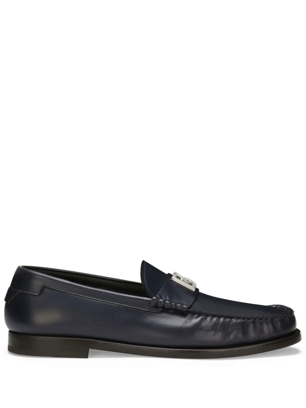 Dolce & Gabbana Loafers With Logo Plaque In Blue