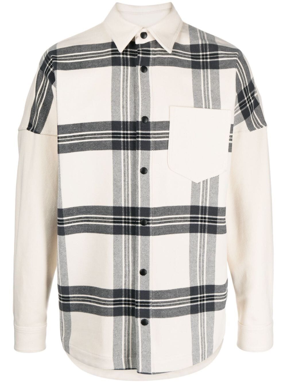 Shop Palm Angels Back Logo Check Overshirt In White