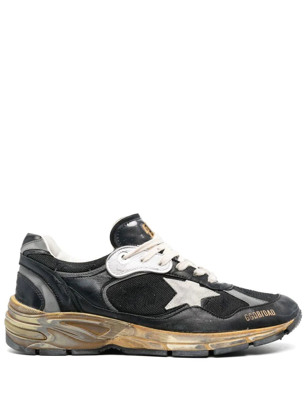 Shop Golden Goose Men`s Dad-star In Black Mesh And Nappa With Ice-colored Star