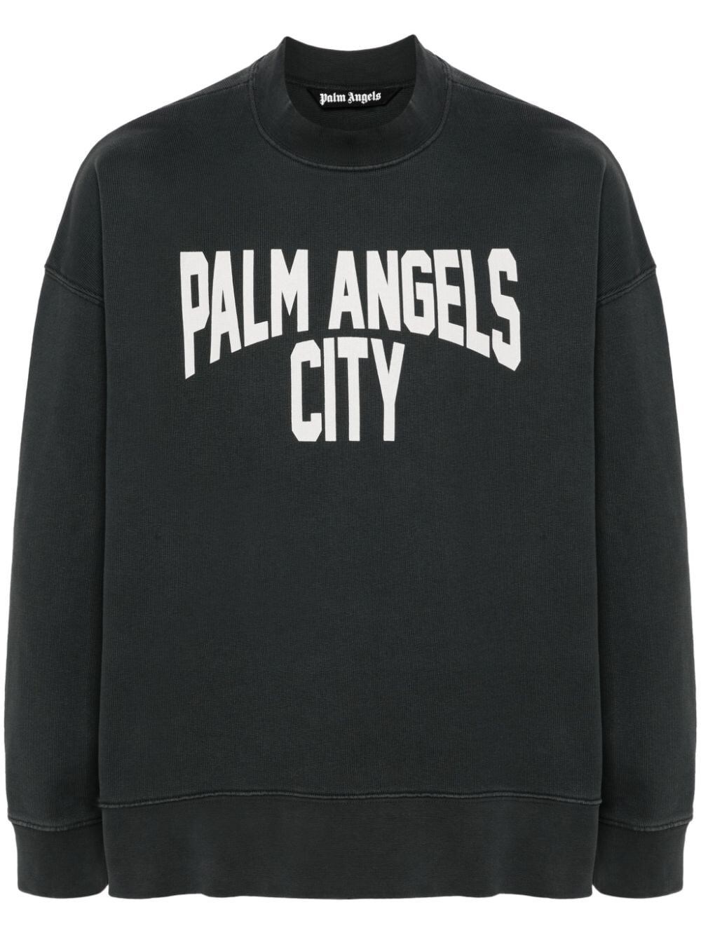Shop Palm Angels Pa City Washed Crewneck In Grey