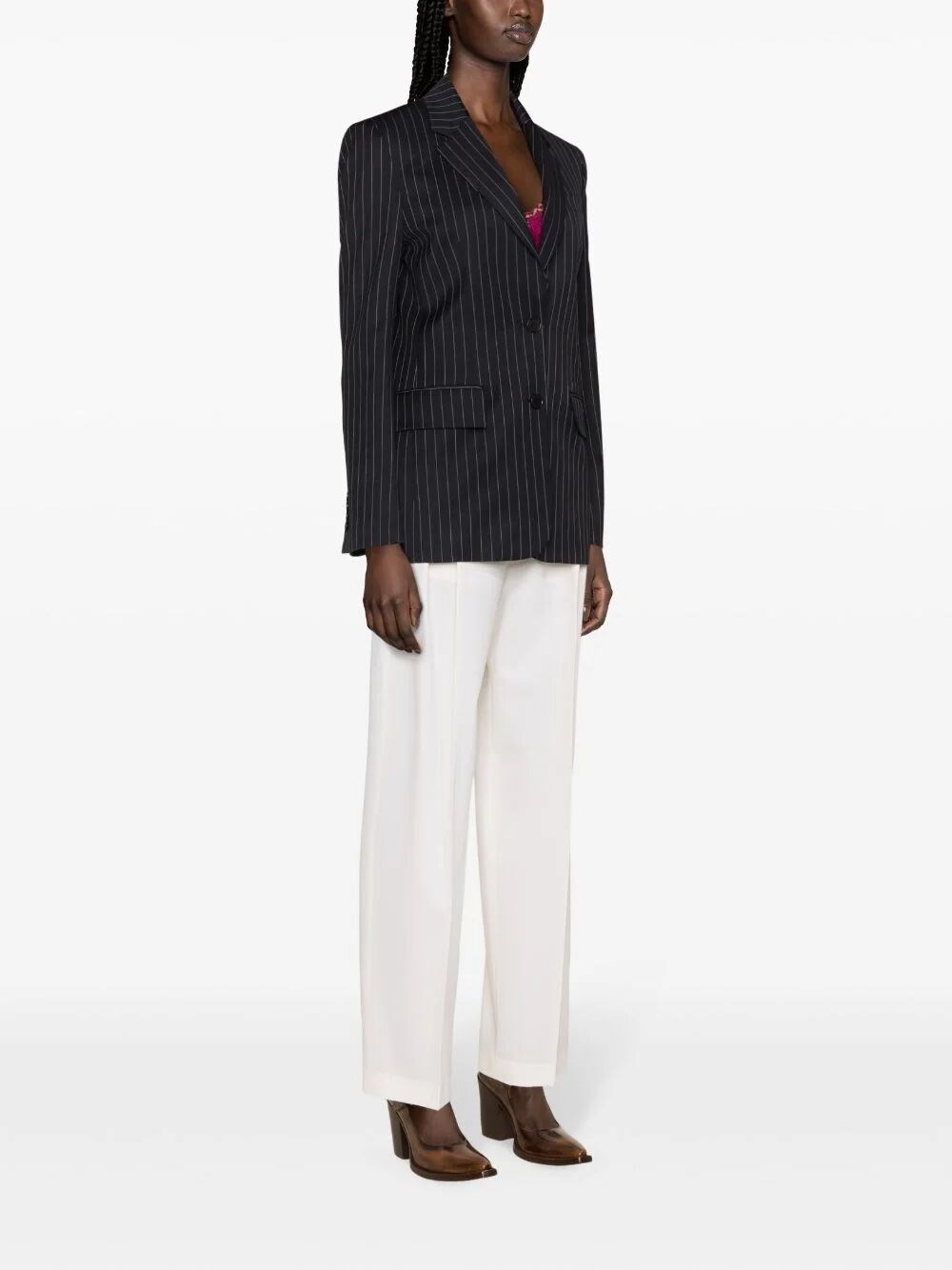 Pinstripe single-breasted blazer