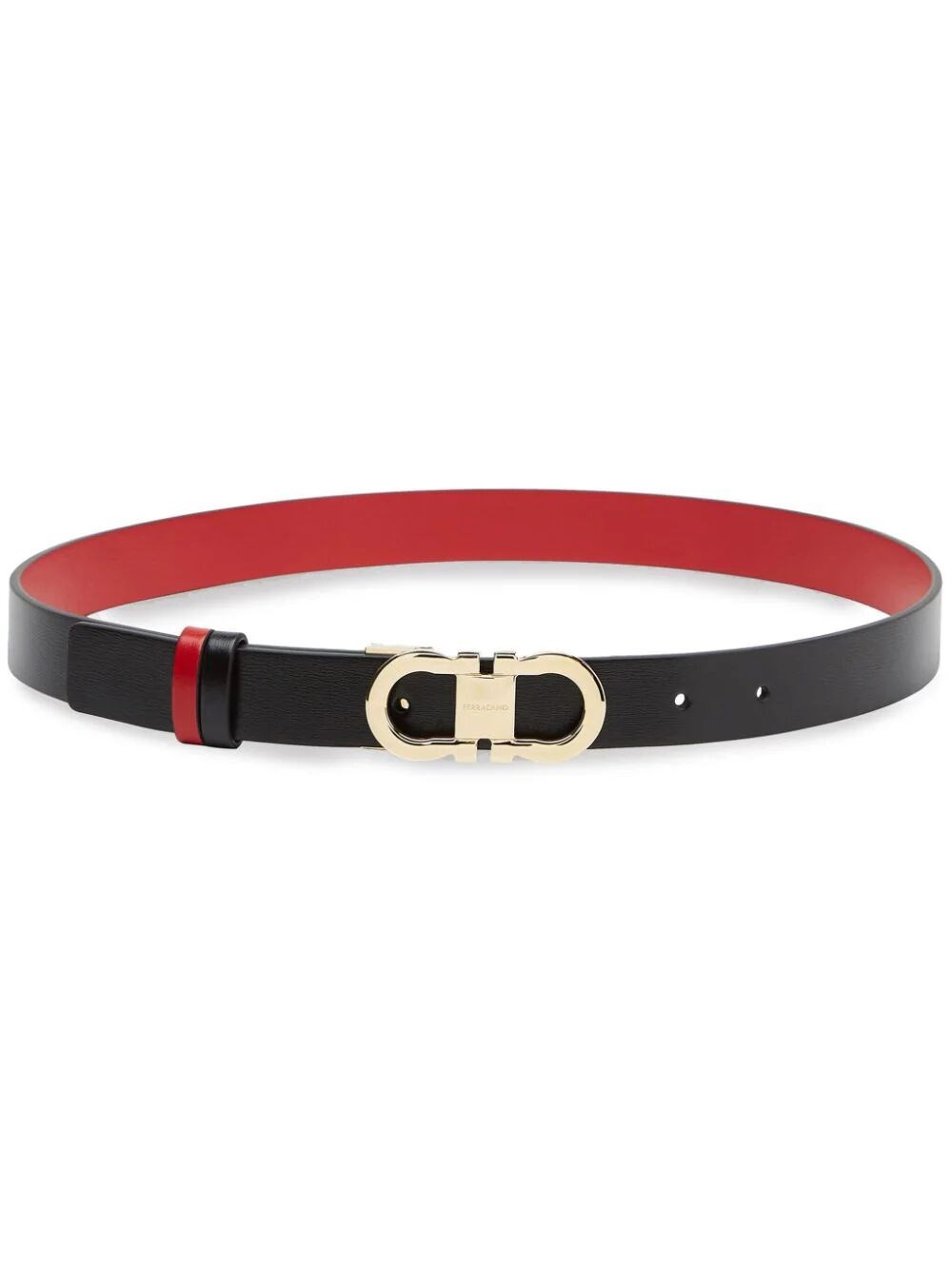 Ferragamo Smooth Leather Reversible Gancini Belt In Black