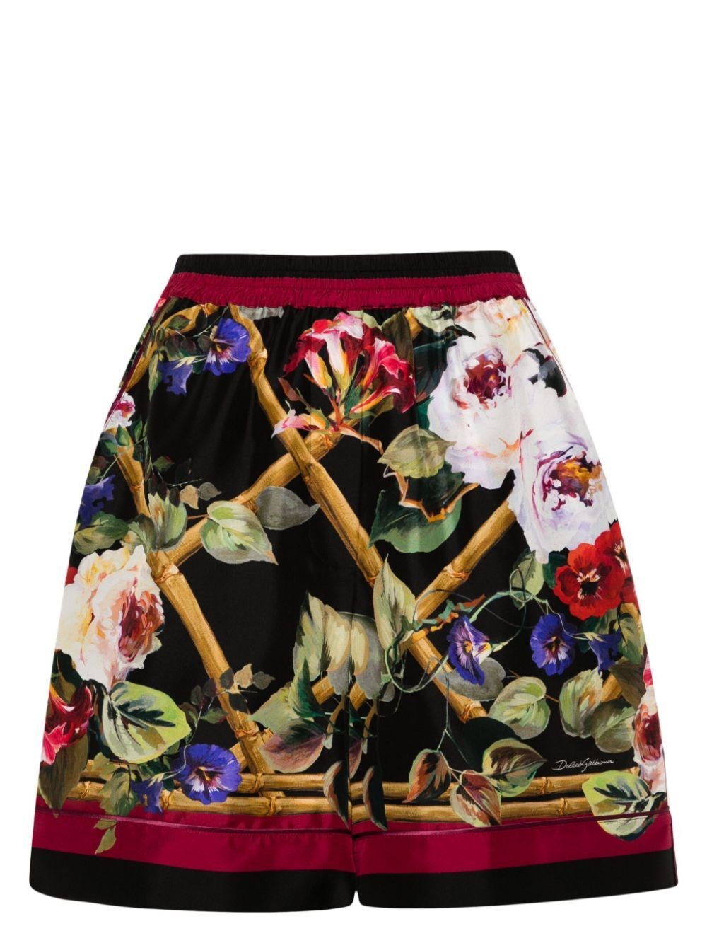 Shop Dolce & Gabbana Floral Print Pajama Shorts In Black
