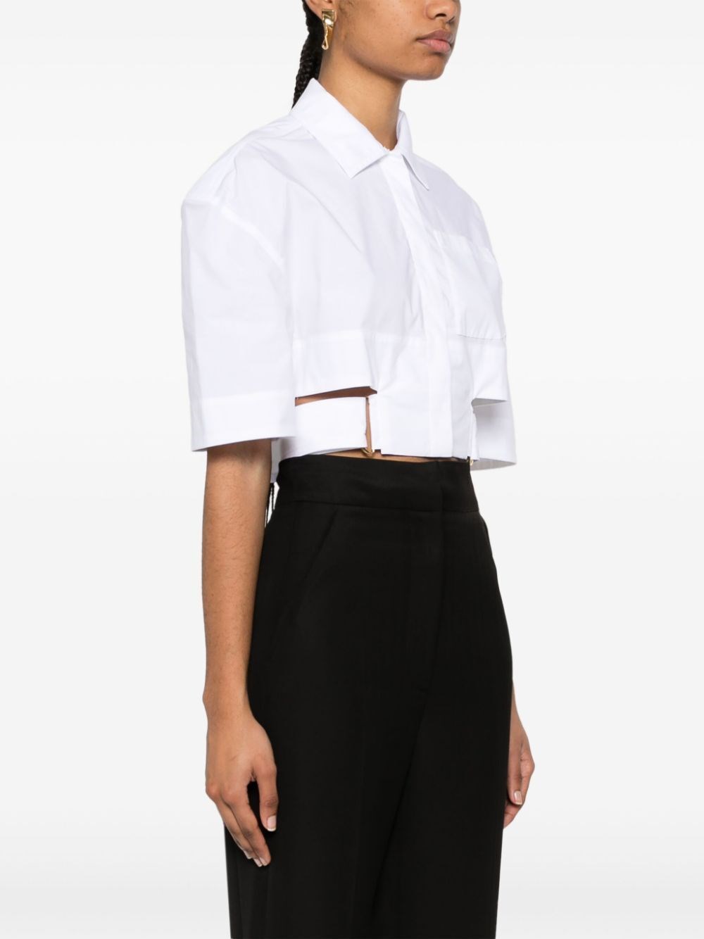 Cropped belted shirt