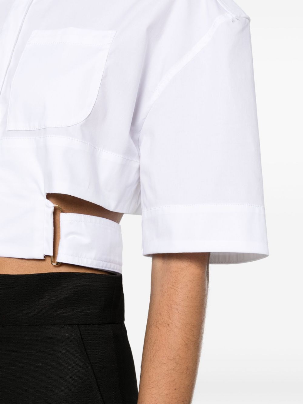 Cropped belted shirt