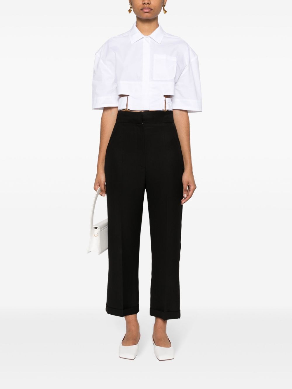 Cropped belted shirt