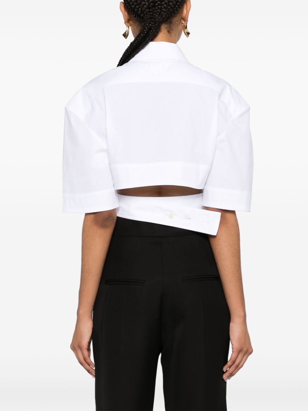 Cropped belted shirt