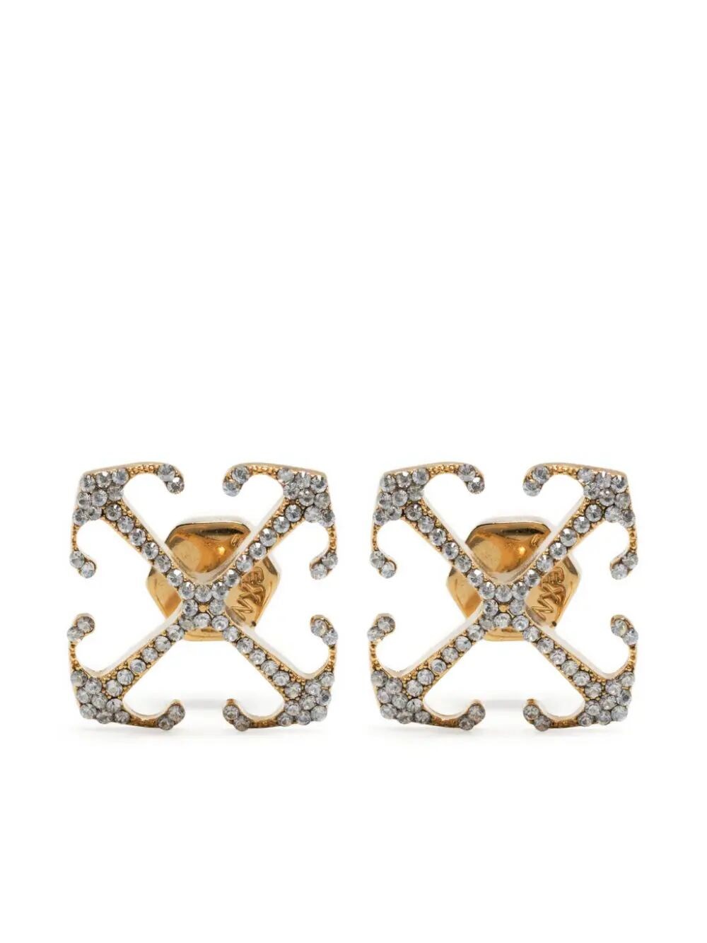 Off-white Arrow Crystals Earrings In Metallic