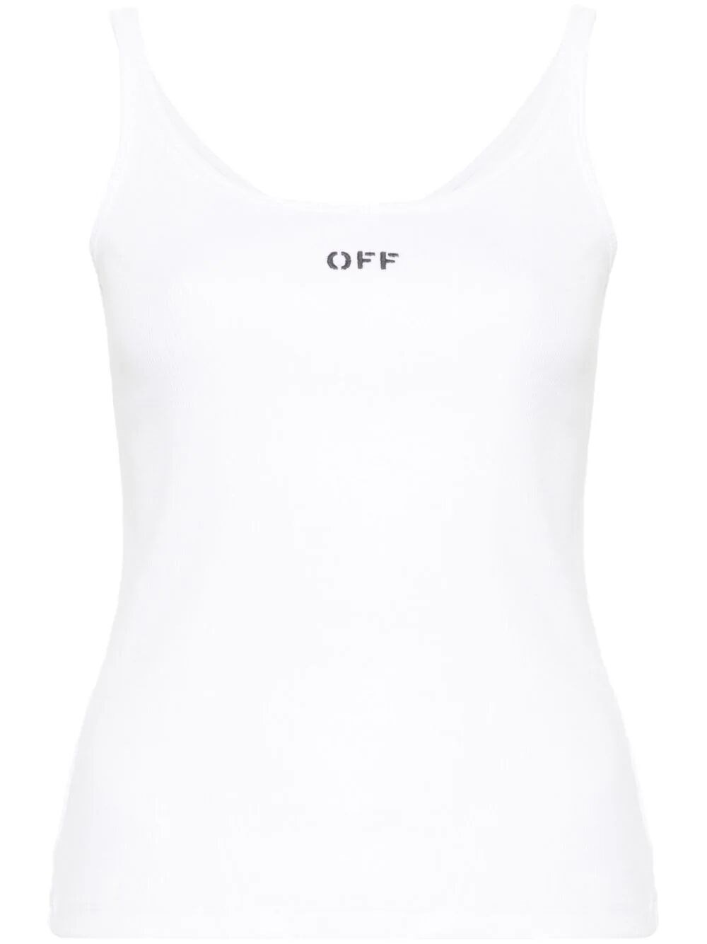 Shop Off-white Ribbed Tank Top With Logo In White