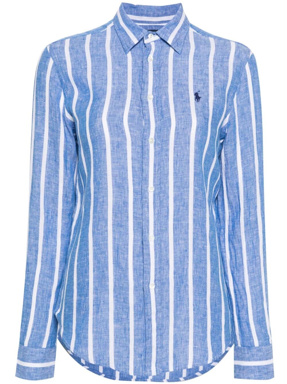 Shop Polo Ralph Lauren Striped Linen Shirt In Blue