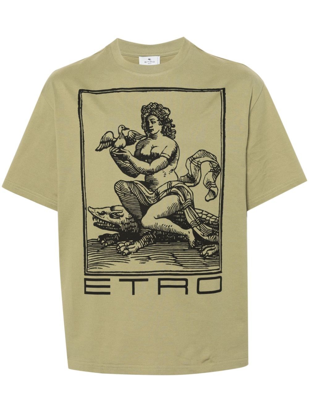 Shop Etro Printed T-shirt In Green