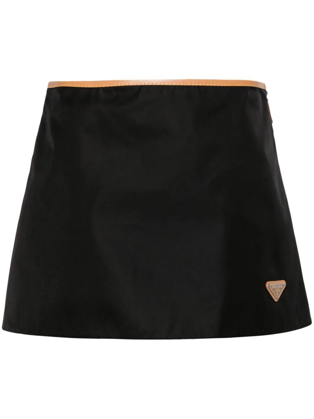 Shop Prada Contrasting Waistband Mini Skirt In Black