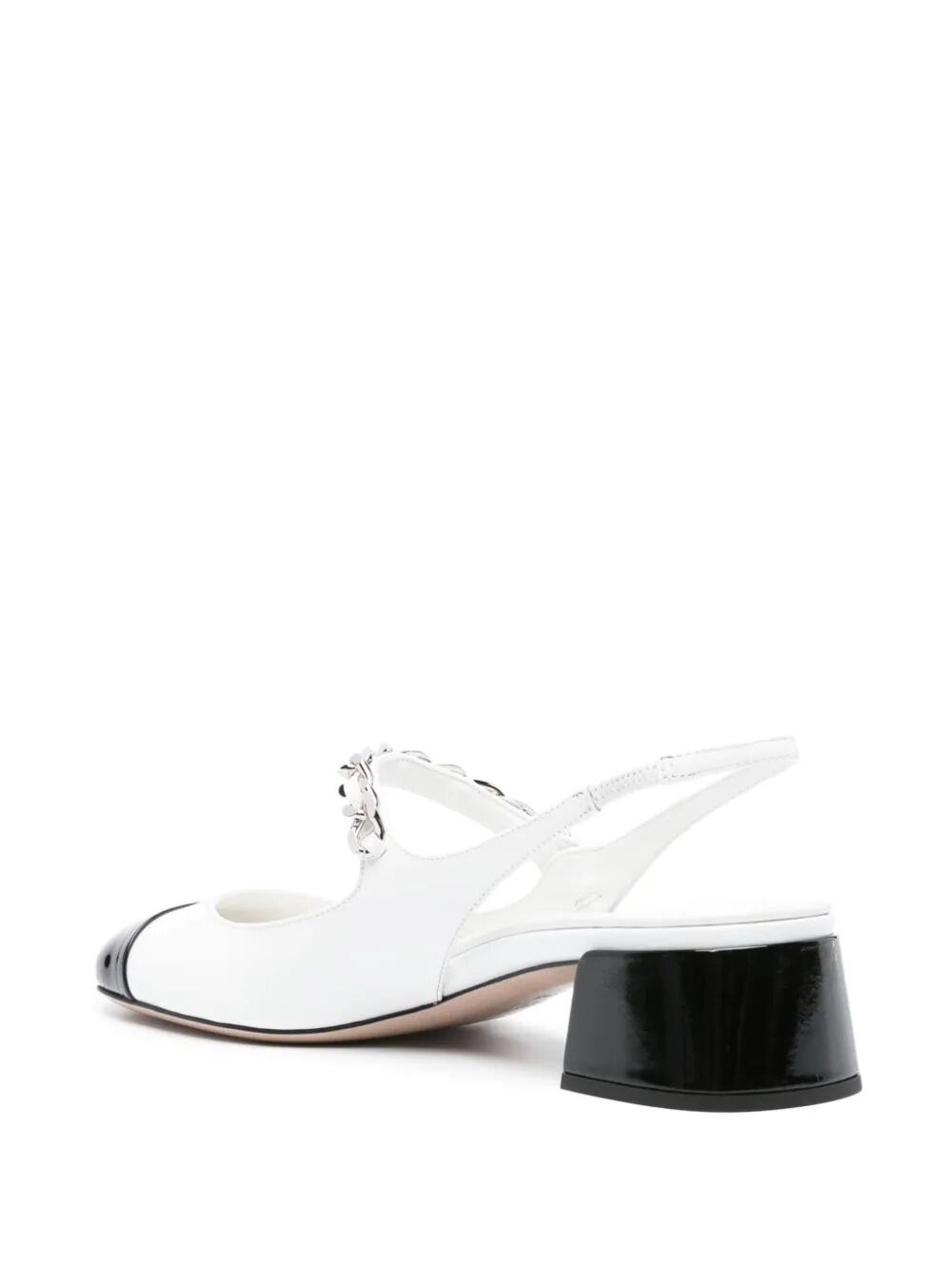 Two-tone patent leather slingback