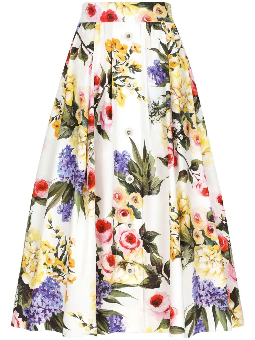 Garden-printed circular skirt