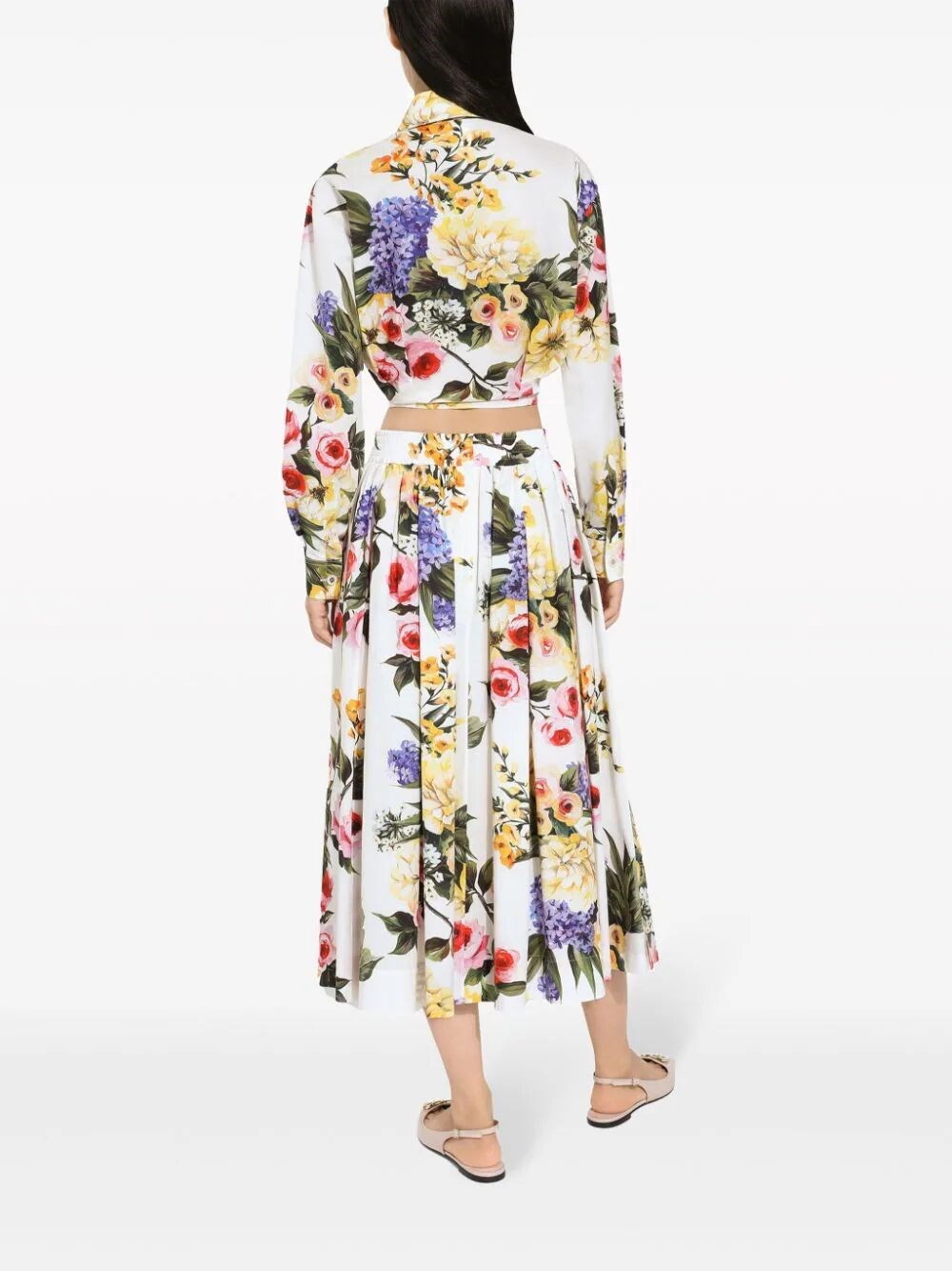 Garden-printed circular skirt