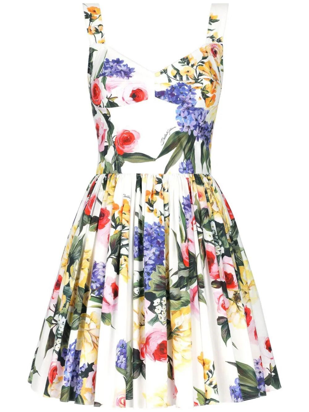 Shop Dolce & Gabbana Corset Dress With Garden Print In White