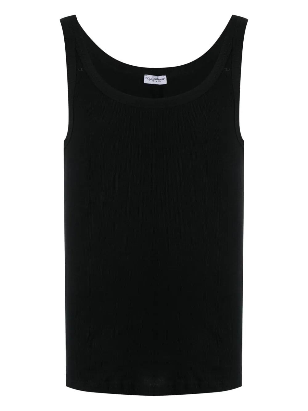 Dolce & Gabbana Fine-rib Washed Cotton Singlet In Black