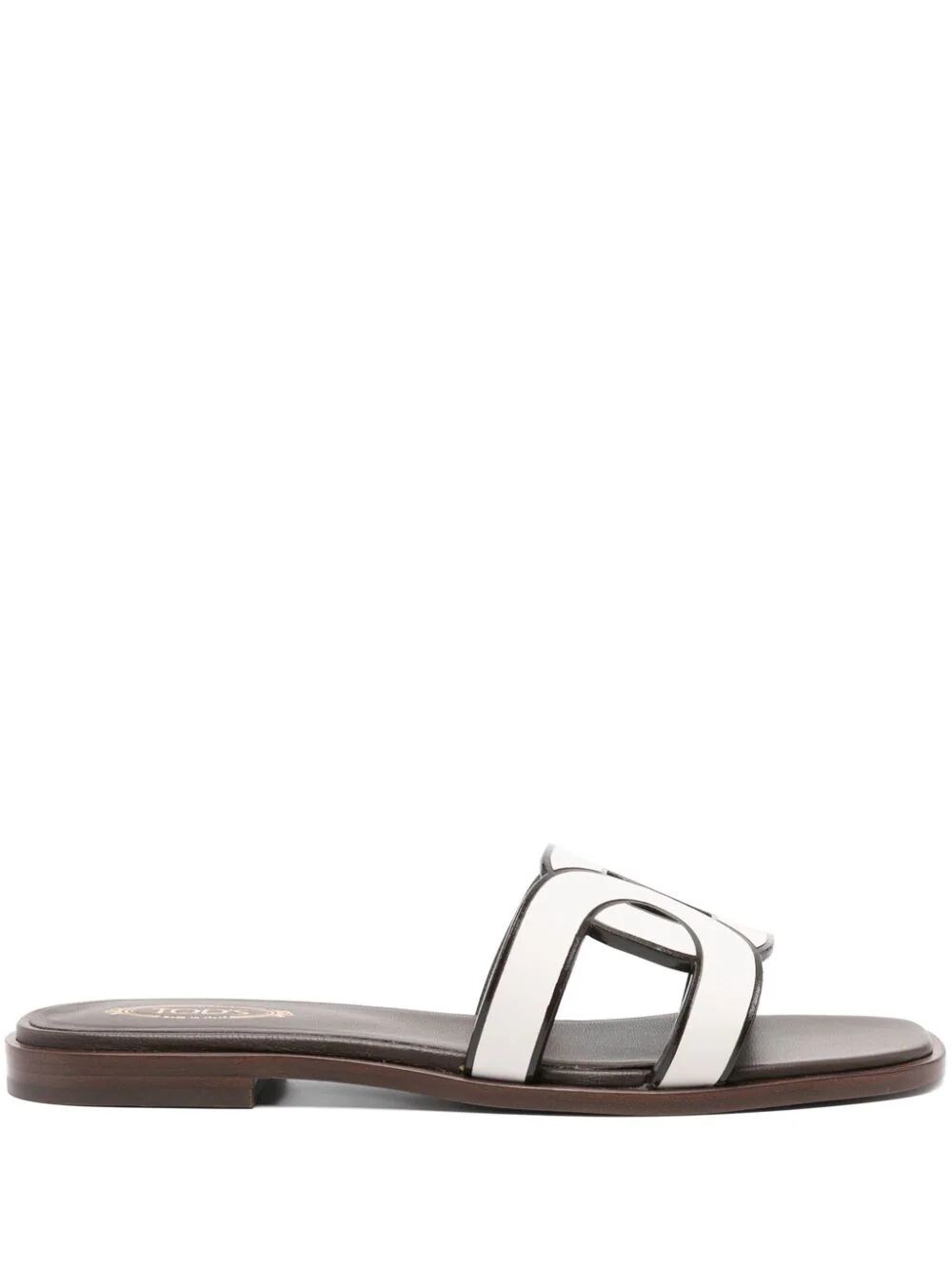Tod's Logo Strap Slide Sandals In White