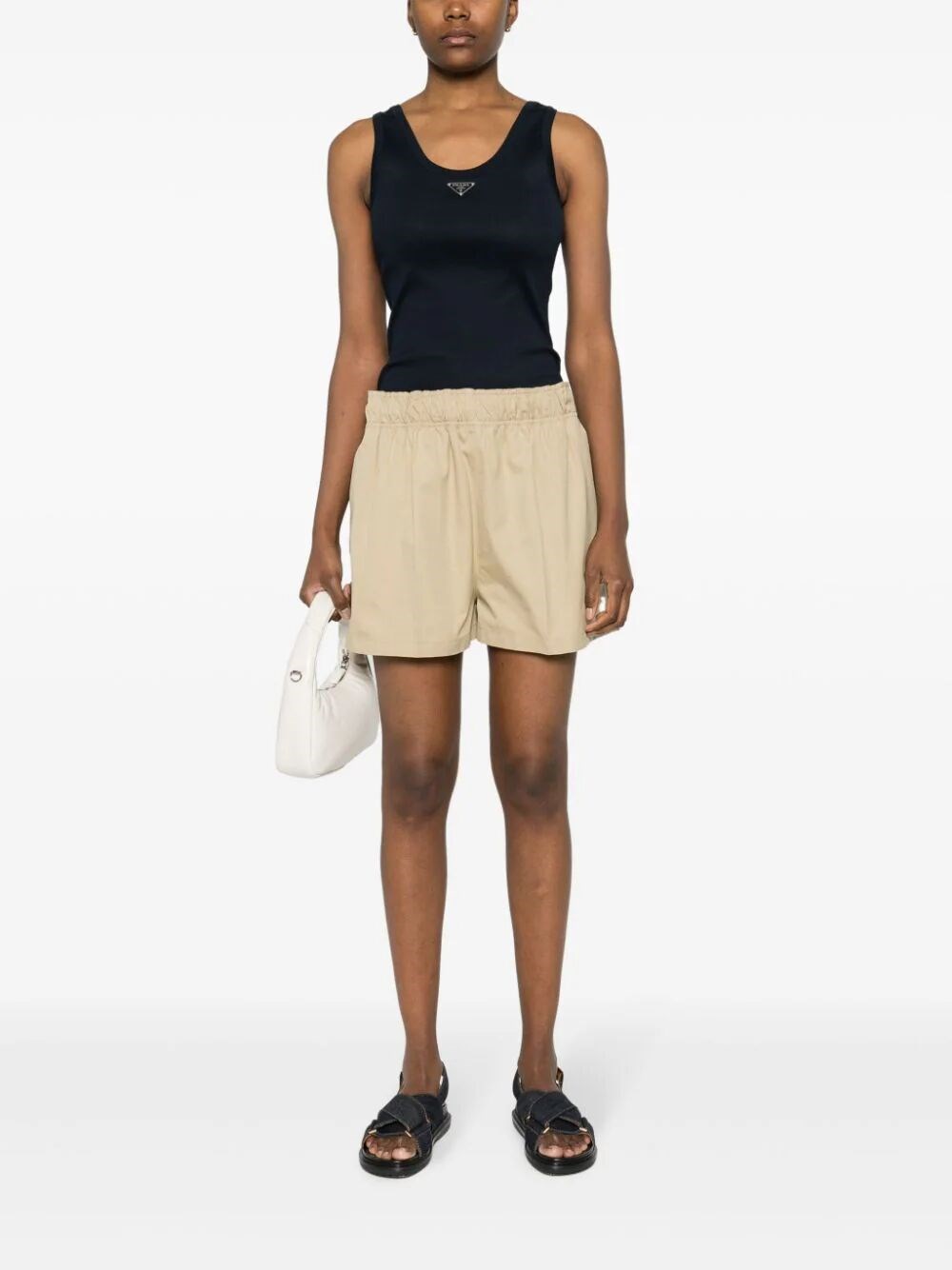 Ribbed knit jersey tank top