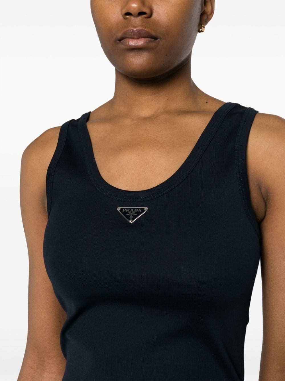 Ribbed knit jersey tank top