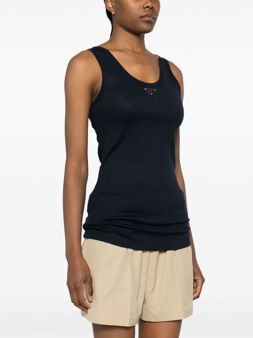 Ribbed knit jersey tank top