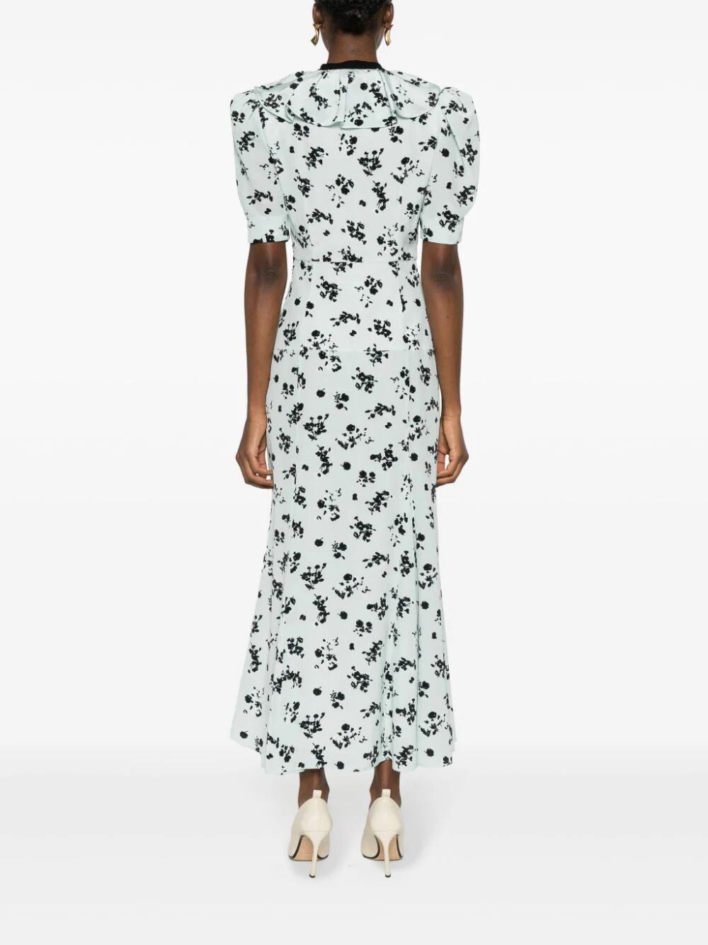 ROSE PRINT SILK LONG DRESS