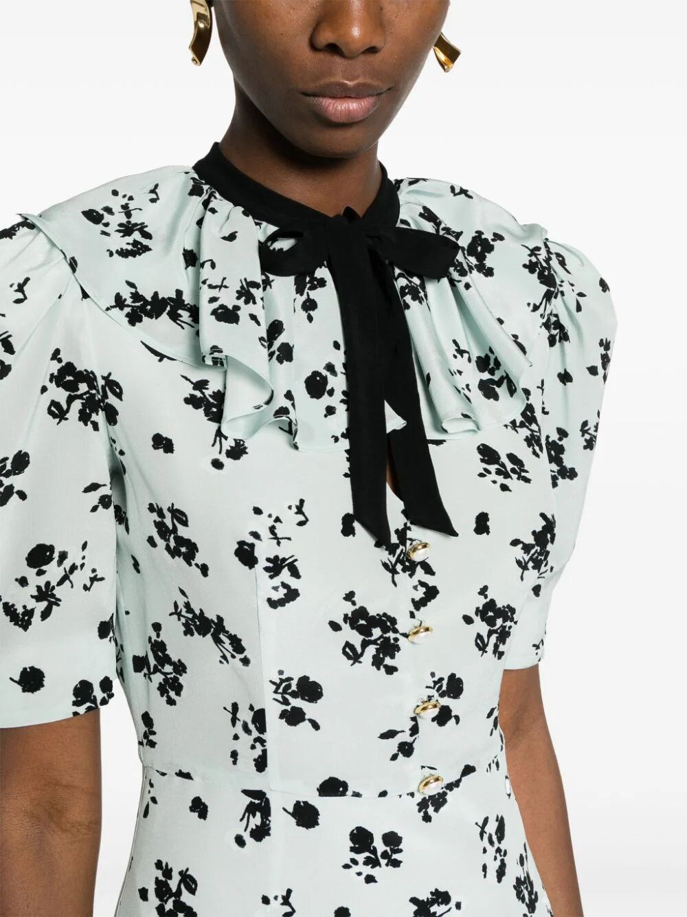 ROSE PRINT SILK LONG DRESS