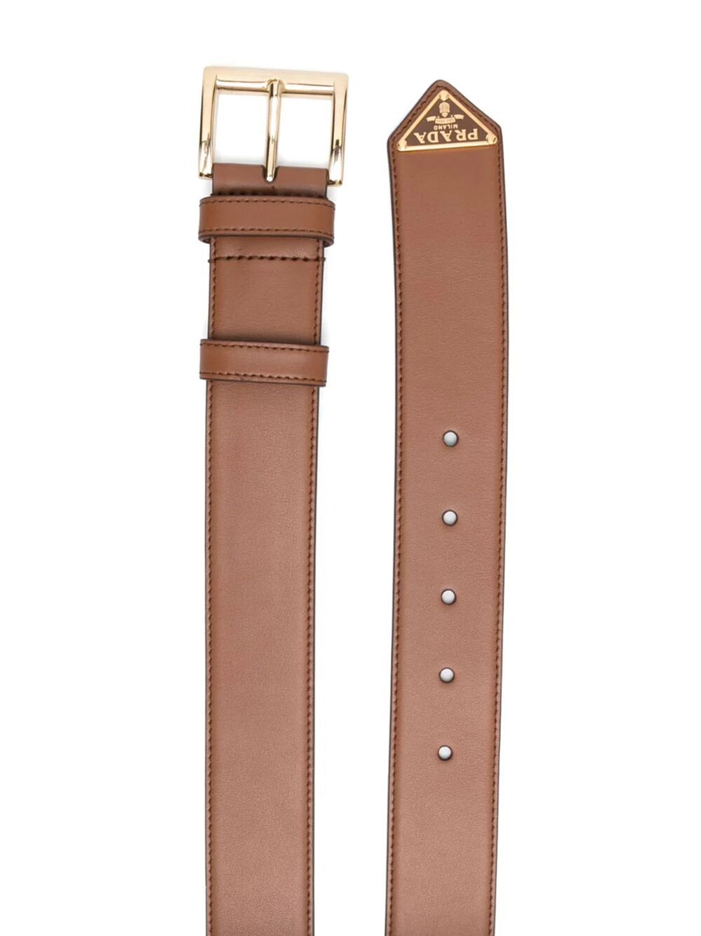 Logo plaque leather belt
