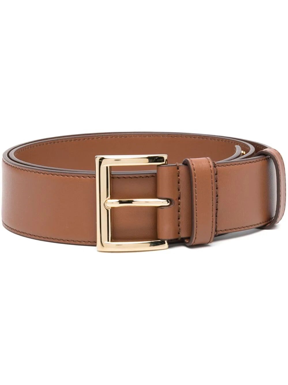 Logo plaque leather belt