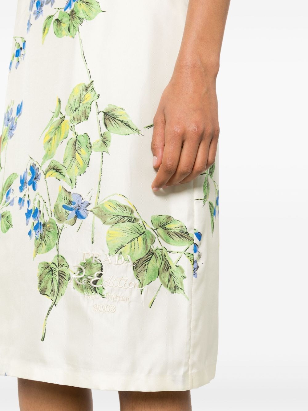 FLORAL-PRINT TWILL MIDI DRESS