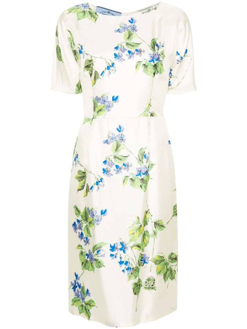 FLORAL-PRINT TWILL MIDI DRESS