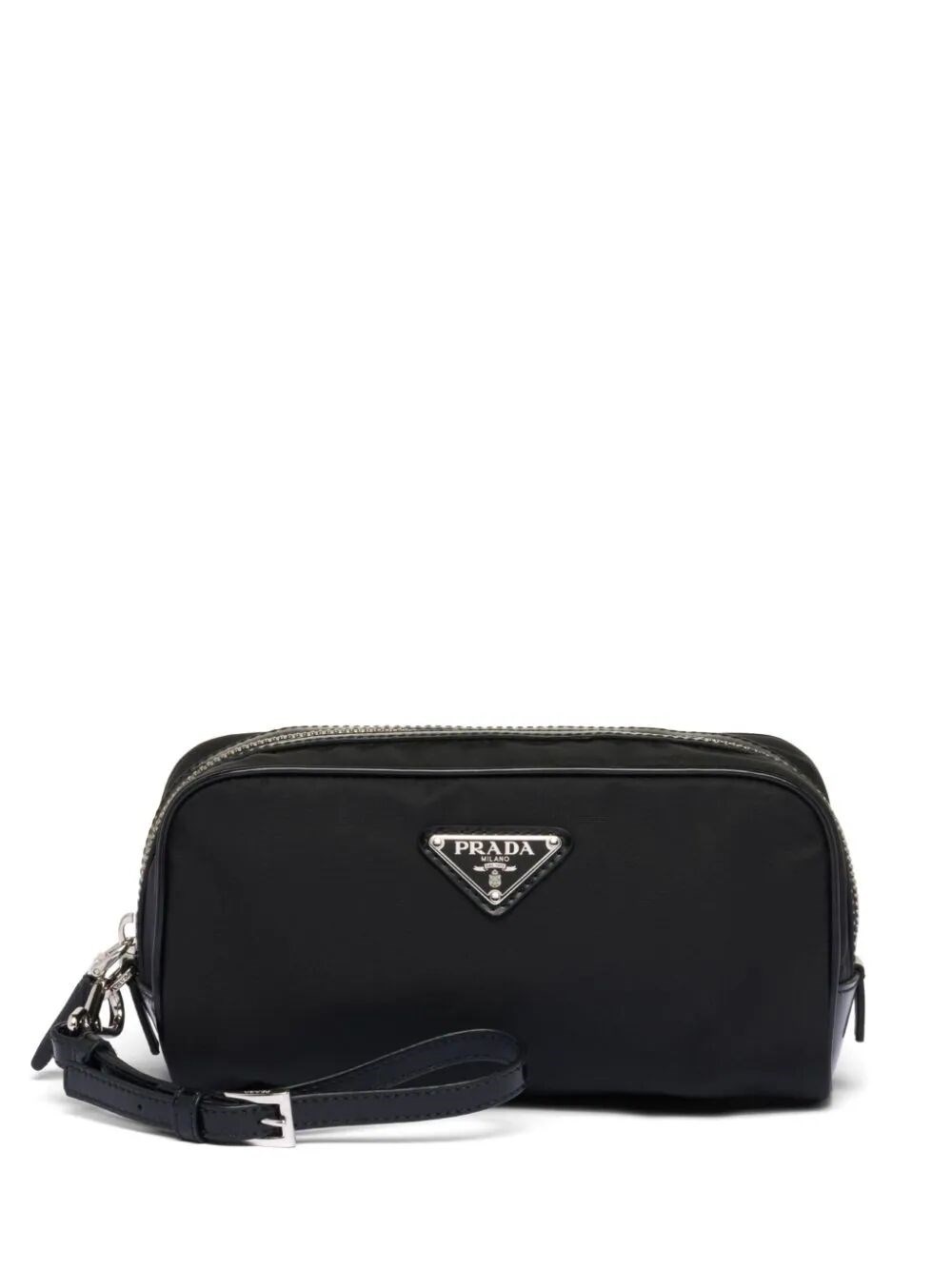 Shop Prada Re-nylon And Brushed Leather Pouch In Black