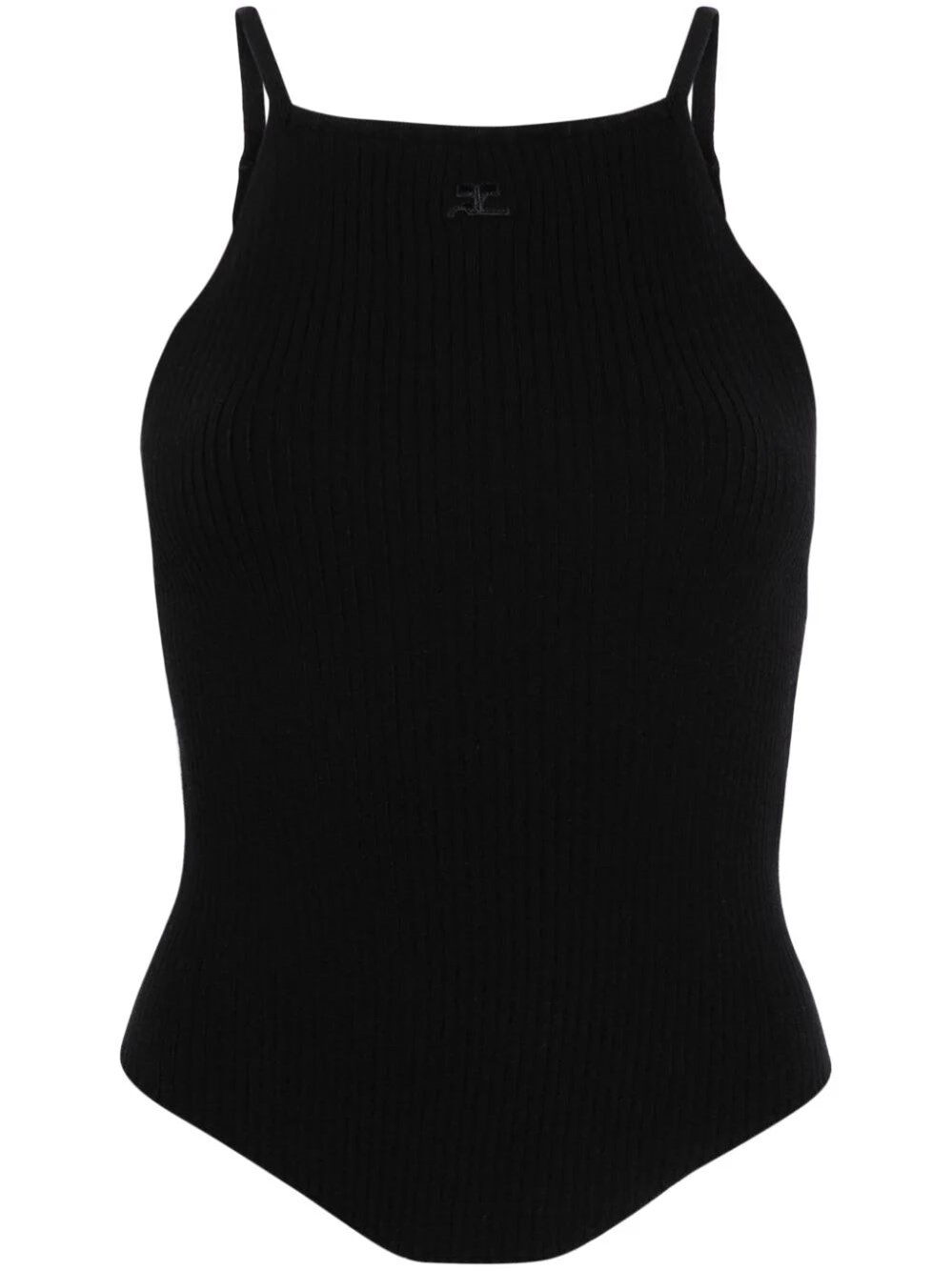 Shop Courrèges Ribbed Knit Top In Black