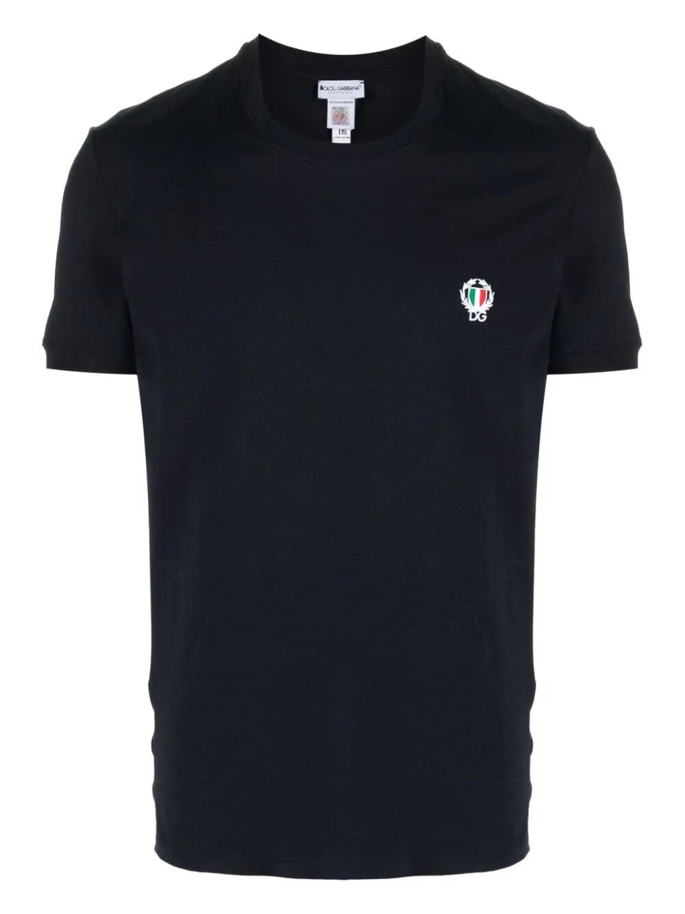 Dolce & Gabbana Crown And Laurel Patch Crewneck T-shirt In Blue