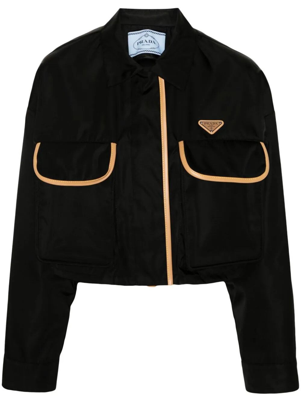 Prada Re-nylon Cropped Jacket In Black