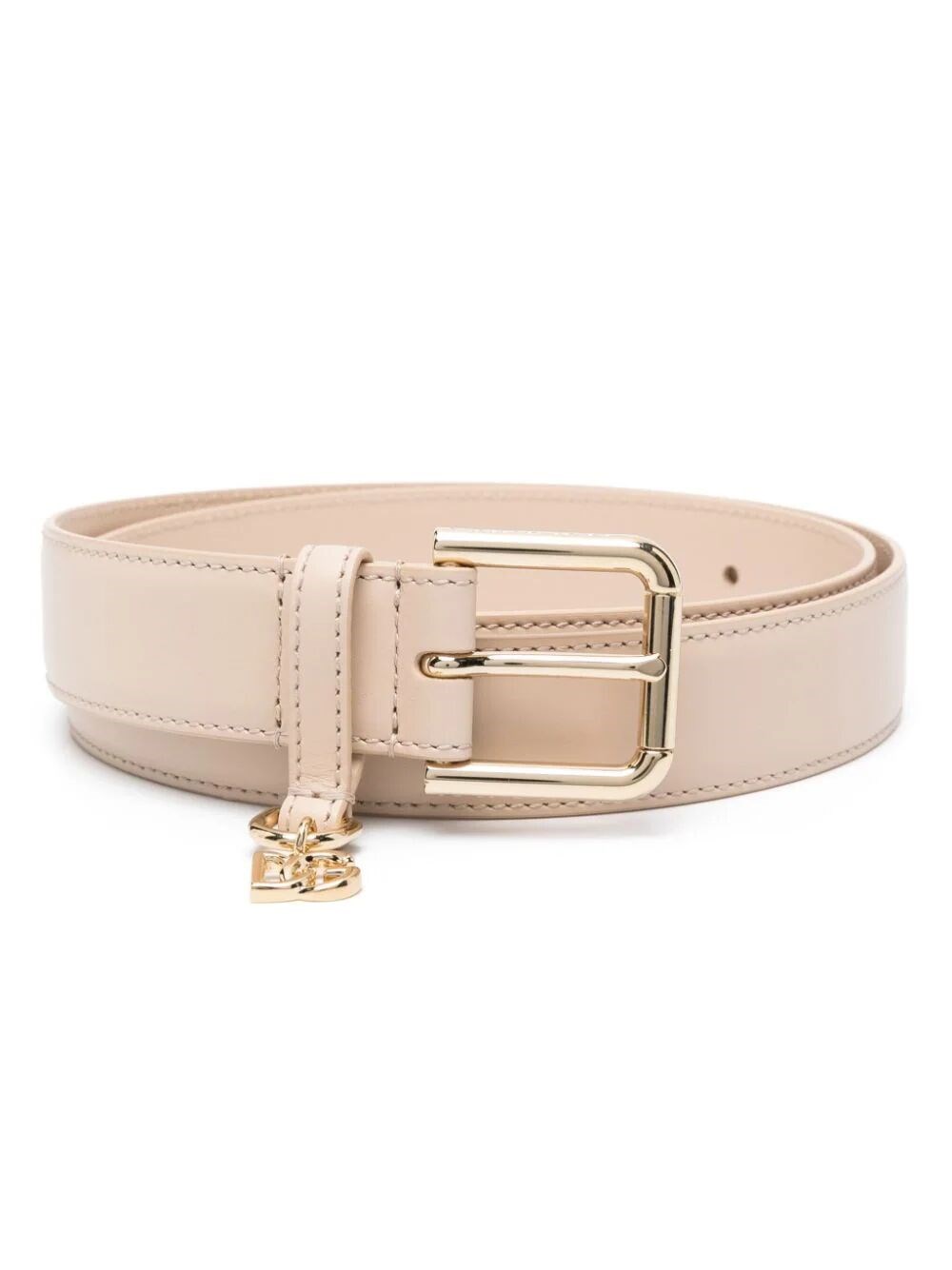 Logo-charm leather belt